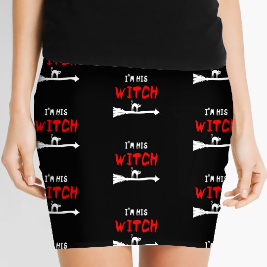 haolloween I'm his Witch Cat trick or treat couple Women's Mini Skirts