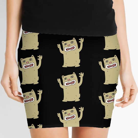 funny catzilla, cat lover Women's Mini Skirts