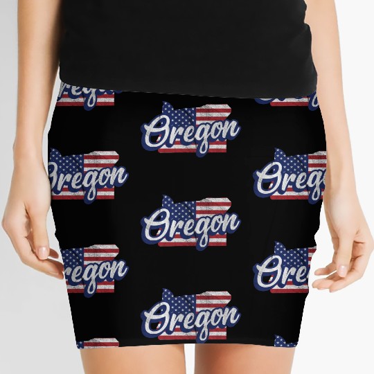 US Flag Oregon Map Design for proud Oregonians Women's Mini Skirts