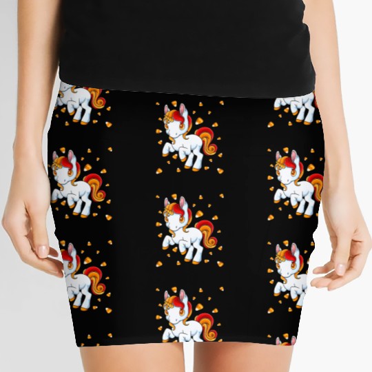 Halloween Unicorn Pony Candy Corn Halloween Women's Mini Skirts