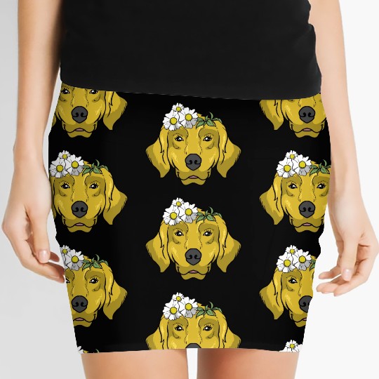 Dog Golden Retriever Flower Women's Mini Skirts