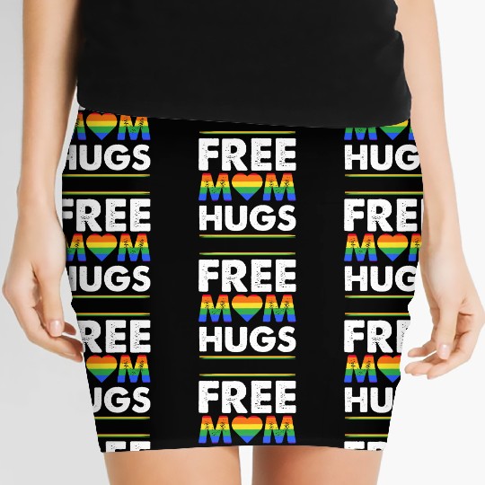Free Mom Hugs Rainbow Parade Pride Month LGBTQ Women's Mini Skirts