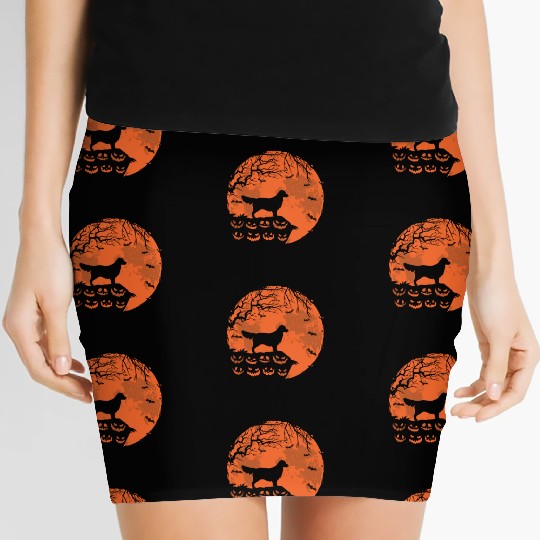 Golden Retriever And Moon Halloween Funny Dog Love Women's Mini Skirts