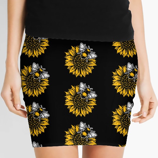 Womens Bumblebee Sunflower Springtime Save The Bee Women's Mini Skirts