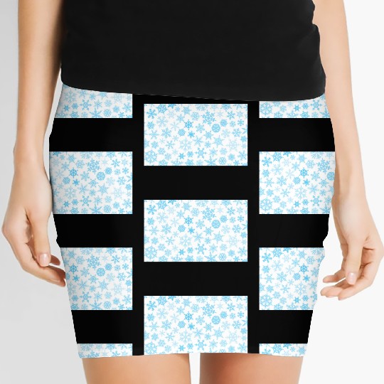 Christmas Snowflakes Pattern Blue White Women's Mini Skirts