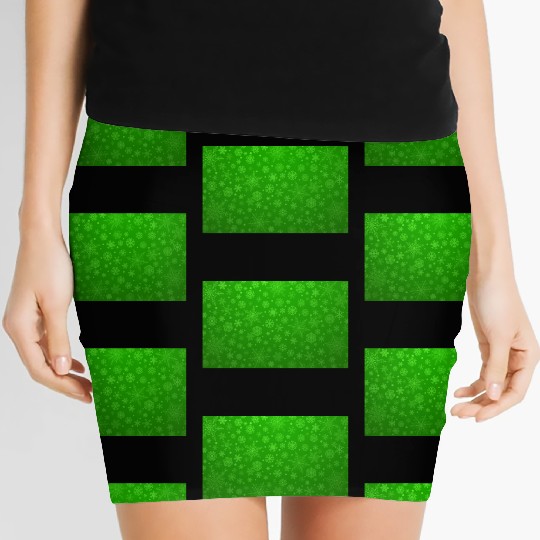 Green Snowflakes Aesthetic Pattern Women's Mini Skirts