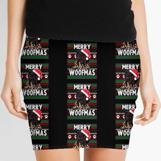 Cute Dog Pajama - Dachshund Dog Lover Christmas Women's Mini Skirts