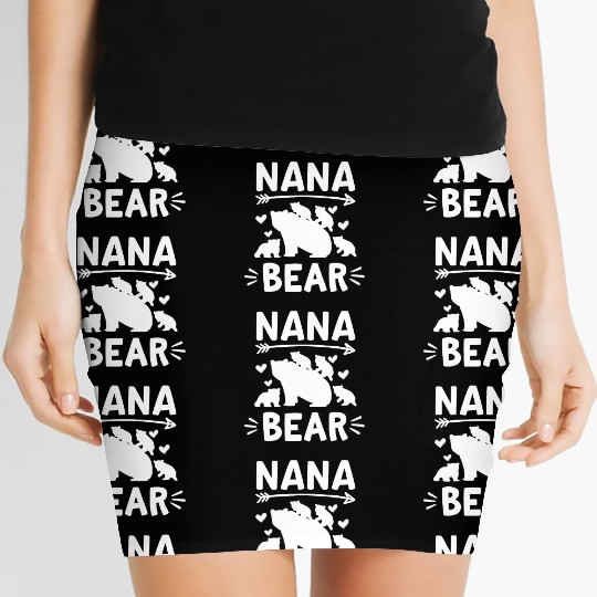 Nana Bear 4 Cubs Cute Grandparents Day Gift 4 Gran Women's Mini Skirts