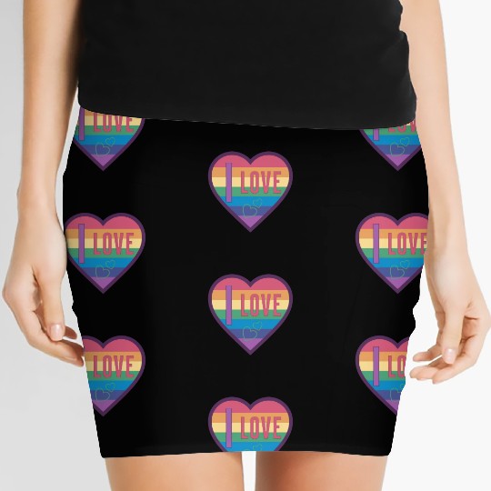 colorful heart rainbow unisex love for everyone Women's Mini Skirts