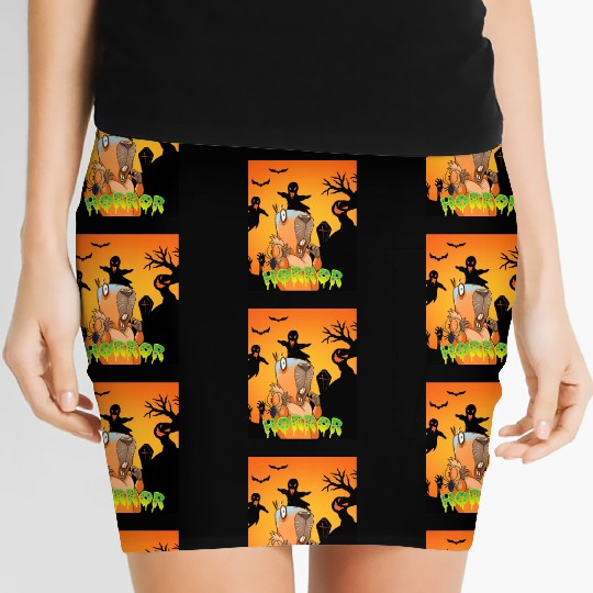 In Front Of Zombies To Save My Capybara Halloween Women's Mini Skirts