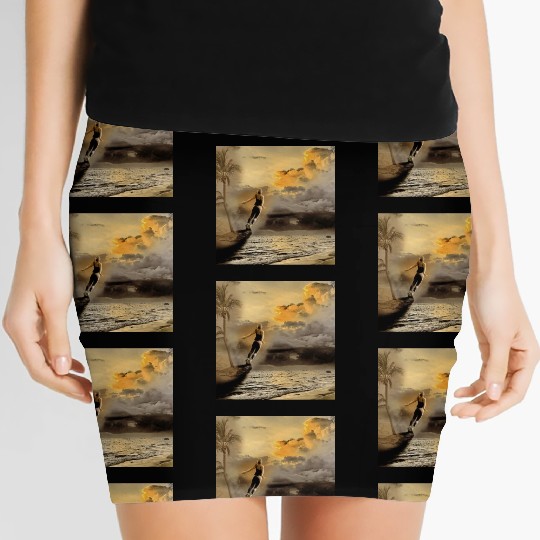 dark blue ocean waves storm fantasy Women's Mini Skirts