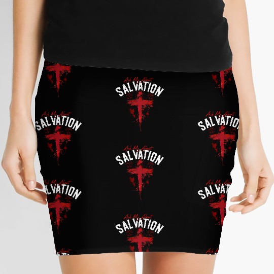 ASK ME ABOUT SALVATION (BLOOD-WHITE) Women's Mini Skirts