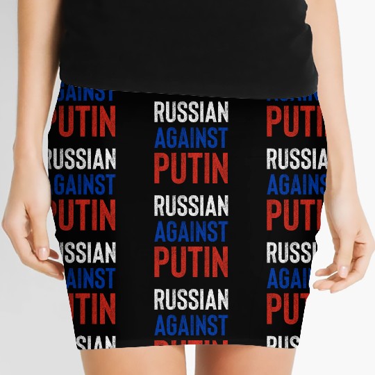 Russian against Putin russia flag grunge Women's Mini Skirts