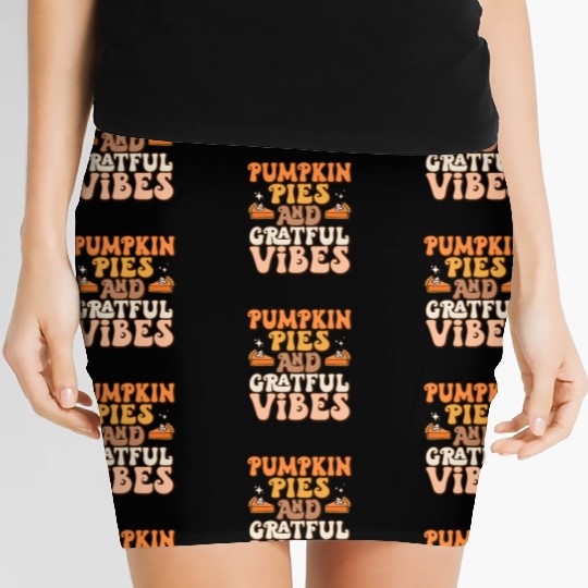 Retro Pumpkin Pies Grateful Vibes Thanksgiving Women's Mini Skirts