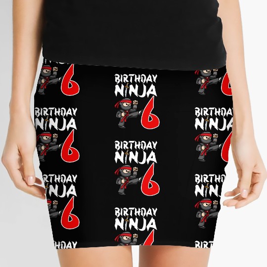 Birthday Party 6 Years Old Japanese Ninja Birthday Women's Mini Skirts