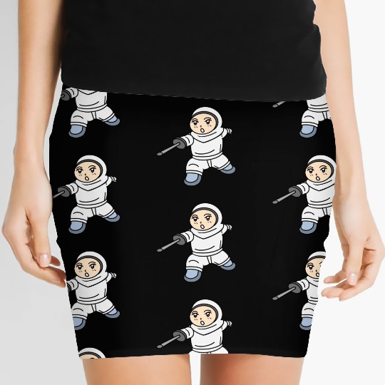 Cartoon kid fencing Women's Mini Skirts