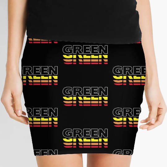 Green First Name Funny Vintage Sunset Green Women's Mini Skirts