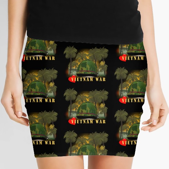 Vietnam Era Helmet Cover - MELOVEYOULONGTIME GI w Women's Mini Skirts