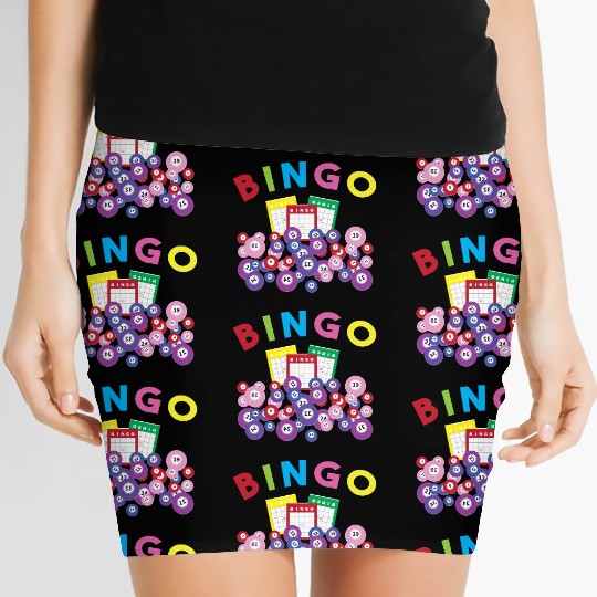 Bingo Card And Balls Card Game Bingo Women's Mini Skirts