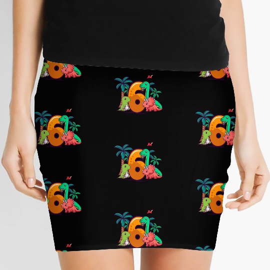 6th Birthday Trex Triceratops Dinosaur 6 Year Women's Mini Skirts