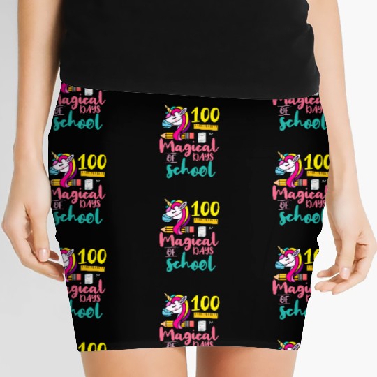 100 Magical Days of School Unicorn Teacher Studen Women's Mini Skirts