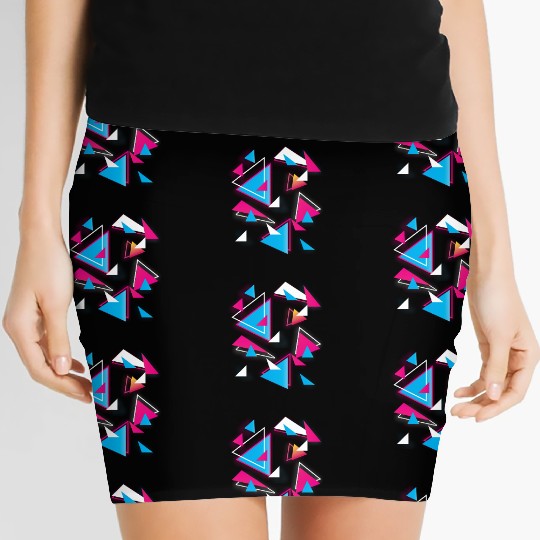 Vaporwave Geometric Aesthetic Vaporwave Triangles Women's Mini Skirts