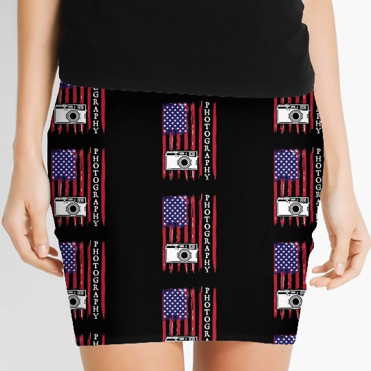 Photography Women's Mini Skirts USA American Flag Women's Mini Skirts Aviatio