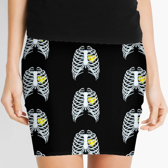 Funny Softbal Heart Skeleton Rib Cage Halloween Women's Mini Skirts