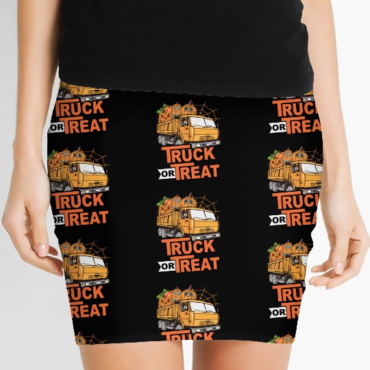 Funny Halloween Truck Or Treat Pumpkins Toddler Women's Mini Skirts