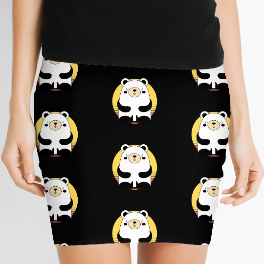 Fall PANDA Women's Mini Skirts Funny Short Graphic Tops