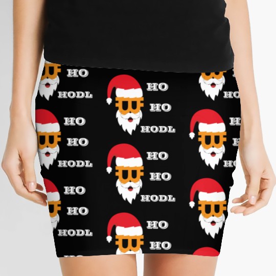 Bitcoin christmas BTC logo Crypto lover Hodl funny Women's Mini Skirts