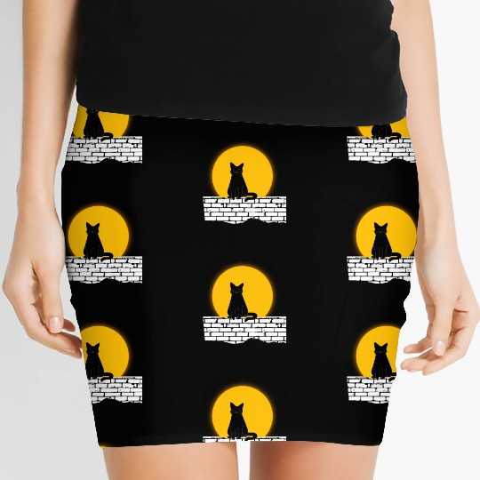 Cat Sitting and Watching Sunset Women's Mini Skirts