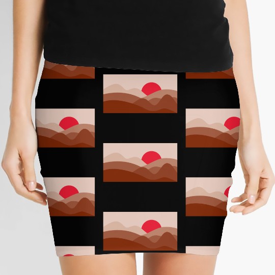 Minimalist Sun Brick Red Women's Mini Skirts