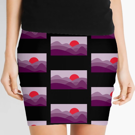 Minimalist Sun Dark Orchid Purple Women's Mini Skirts