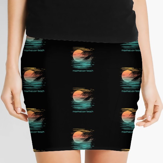 Artistic Manhattan Beach California Palm Tree Women's Mini Skirts