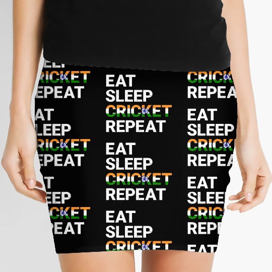 Eat Sleep Cricket Repeat IND Flag Sports Gift Women's Mini Skirts