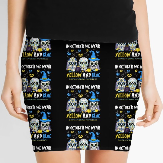 Sugar Skull | In October We Wear Yellow And Blue Women's Mini Skirts
