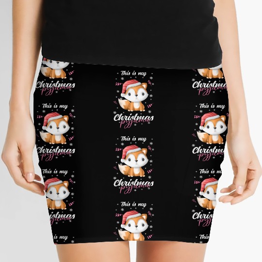 Winter Christmas Pyjama Fox Women's Mini Skirts