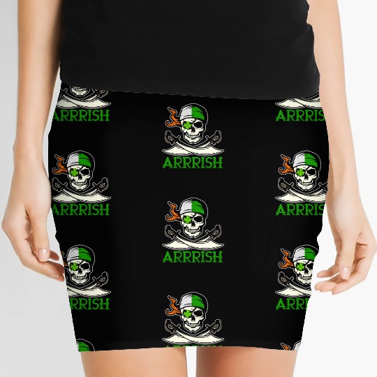 Arrish Irish Funny Quote Pirate Skull St Patricks Women's Mini Skirts