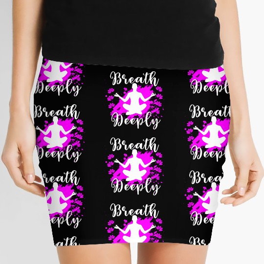 Yoga Women's Mini Skirts Breath Deeply Pink Lotus Gift Women's Mini Skirts
