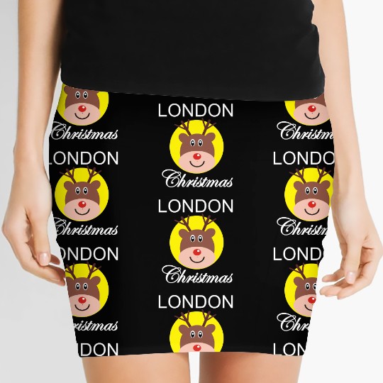 London Christmas Rudolf Face Women's Mini Skirts