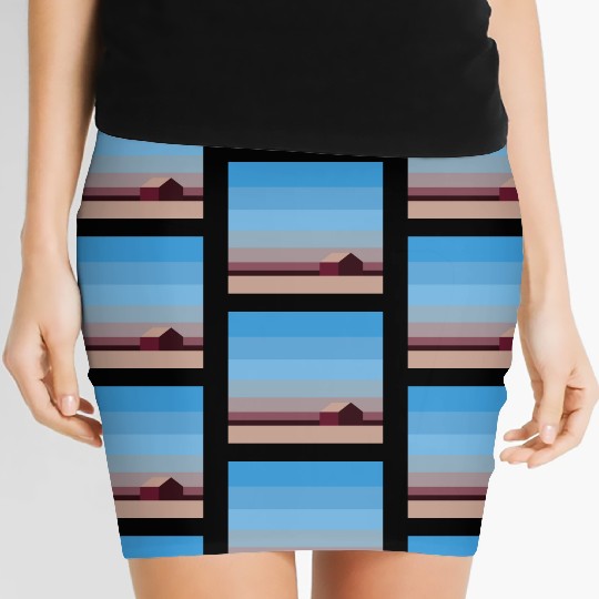 Sunset House Minimalist Abstract Art Landscape Women's Mini Skirts