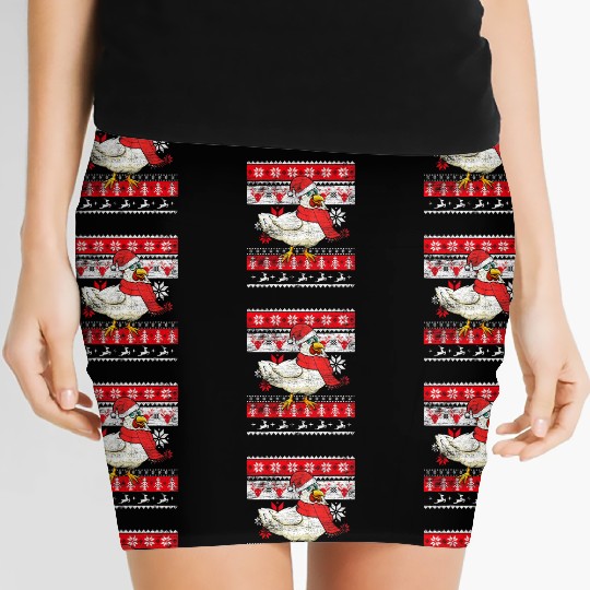 Farm Animal Farmer Gifts Ugly Christmas Chicken Women's Mini Skirts