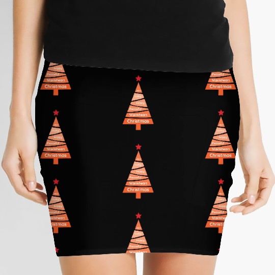Minimalist Tiger Orange Christmas Pine Wish Women's Mini Skirts