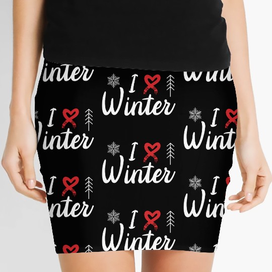 I Love Winter, Snow, Cold And Snowman Women's Mini Skirts