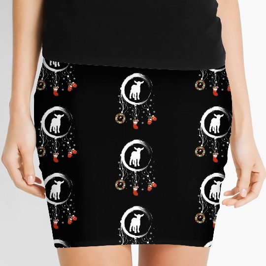 Winter dreamcatcher Christmas Lamb Women's Mini Skirts