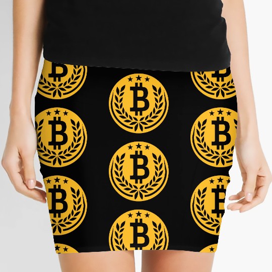 emblem bitcoin laurel wreath Women's Mini Skirts