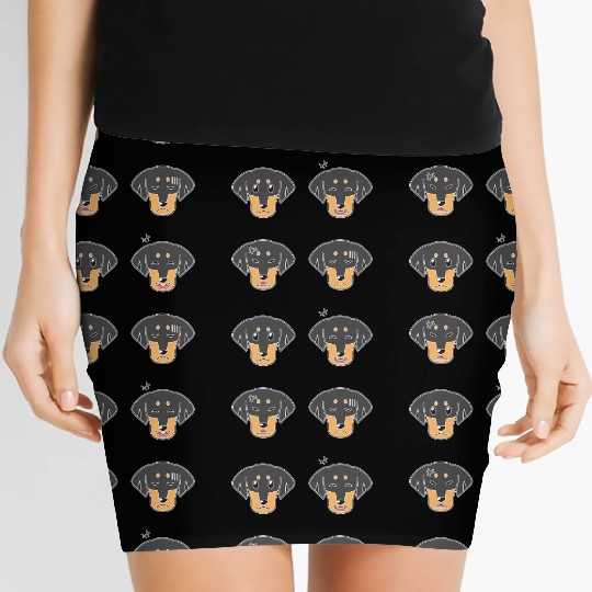Funny Dachshund Dog Cartoon Faces Women's Mini Skirts