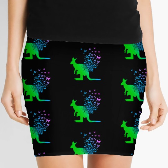 Butterfly & Kangaroo In Nature Australia Kangaroo Women's Mini Skirts