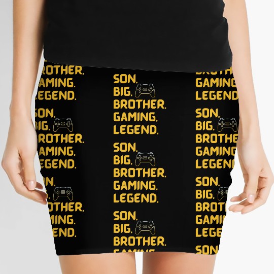 SON BROTHER GAMING LEGEND for gamer yellow text Women's Mini Skirts